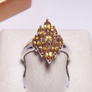 Estate 2.0ctw Natural Marquise Citrine Sterling Silver S-10 cluster Ring #24117
